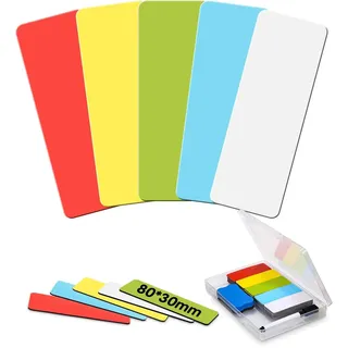 Neuytiky 100 Stück Magnetstreifen Beschreibbar, 80x30mm Magnetschilder zum Beschriften, Abwischbare Magnetschilder zum Beschriften, Beschreibbare Magnete für Whiteboard, Magnetwand & Kühlschrank