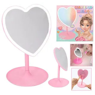 DEPESCHE TOPModel - Schminkspiegel Beauty and Me, Rosa, LED Leuchtrand, inkl. Schmuckablage als Fuß des Spiegels