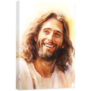 CCWACPP Jesus-Wandkunst, christliches Gemälde, Christus-Leinwanddrucke, Bild von Jesus, lachendes Christus-Lächeln, Poster, religiöse Heimdekoration