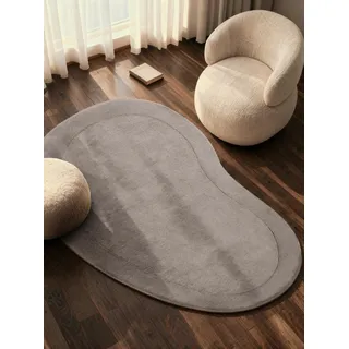 Villeroy & Boch Wollteppich Kivi Organisch Shape - Weicher Natur Wohnzimmerteppich mit Bordüre, Handgemacht & Natürlich, Modern für Wohnzimmer, Schlafzimmer, Esszimmer, Flur - Natur Grau, 125x200 cm