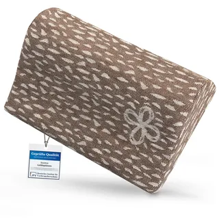 sositex | 1 Premium Kissen für Sauna, Hängematte, Strand, Nackenstütze, Reisekissen | Design: Wave | Maße: 30 x 20 cm, Bezug100% Leinen, Polster PUR (Brown/White)