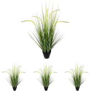 Künstliches Fuchsschwanzgras im Topf Gras Kunstpflanze Kunstgras Grünpflanzen Dekogras Grasbüschel Ziergras Solitärgras Deko Grasarrangement Borstenhirse Panicoideae Süßgräser Setaria (Packung mit 4)