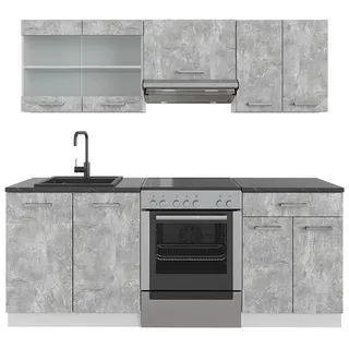 Vicco Küchenzeile R-Line 200 cm Beton/Weiß