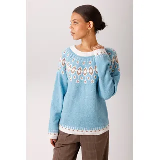 Aniston CASUAL Strickpullover mit farbharmonischen Norweger-Muster - NEUE KOLLEKTION, hellblaumeliert, wollweiß, hellbraun
