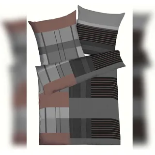 Kaeppel Mako-Satin Bettwäsche Straight anthrazit 155x220 cm + 80x80 cm - Grau
