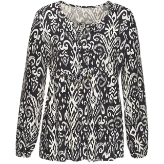 VIVANCE Langarmbluse Damen marine-beige bedruckt Gr.34