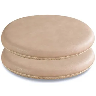 2er Set Sitzkissen Memory Foam Rund Stuhlkissen,Leder Sitzpolster Rund Waschbar und Abnehmbar,Sitzauflagen rutschfest Gemütlich Sitzpolster für Tatami Garten Büro (Size:33cm,Color:Khaki)