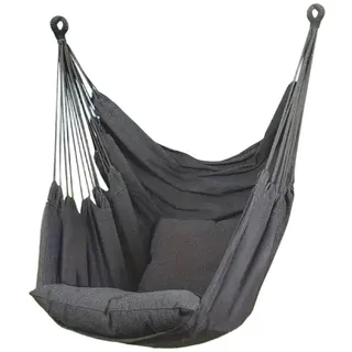 Outdoor-Freizeit-Hängesessel. Langlebiges Baumwollgewebe. Geeignet für Garten, Balkon, Schlafzimmer. Geeignet für Innen- und Außenbereich. Mit Sitzkissen, Kissen und Aufbewahrungstasche. (Grau)