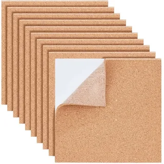 BENECREAT 20 Packung Selbstklebende Korkplatten, 15x15cm Korktafel 3mm Dick Quadratische Korkmatte Untersetzer Korkplatten Fliesen Für Pinnwände, Wandschmuck, DIY Handwerk