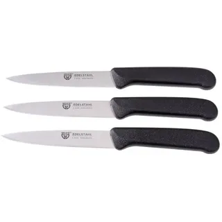 Gräwe Gemüsemesser, 3er Set, kleines Küchenmesser-Set, Obstmesser, Schälmesser, Edelstahl, schwarz, super scharf geschliffen