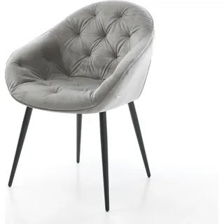 DELIFE Esszimmerstuhl Gaio-Flex Samt Grau 4-Fuß konisch Schwarz - Grau, Schwarz