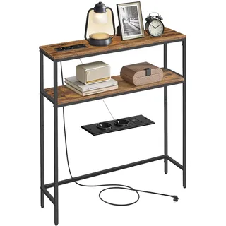 VASAGLE Konsolentisch 20 x 80 x 80 cm vintagebraun-tintenschwarz