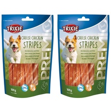 TRIXIE glutenfreie Käse-Huhn-Streifen Premio Cheese Chicken Stripes, 100 g - 31586 (Packung mit 2)