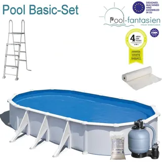 Gre Atlantis Oval-Stahlwandbecken-Set 915 x 470 x 132 cm inkl. Filterpumpe und Poolleiter