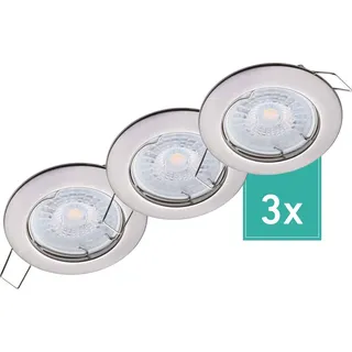 Oktaplex lighting Oktaplex 3er Set Deckenspots Sedan inkl. LED-Module Neutralweiß 380lm Gebürstete Edelstahloptik Deckenstrahler