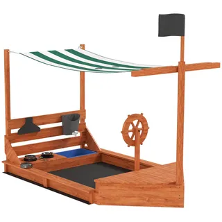 Outsunny Sandkasten mit Abdeckung im Schiff Design Orange