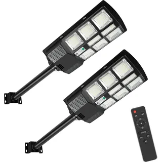 Jopassy 2X 300W Straßenlaterne Wandleuchte Solar mit Bewegungsmelder Straßenlampe LED - Schwarz