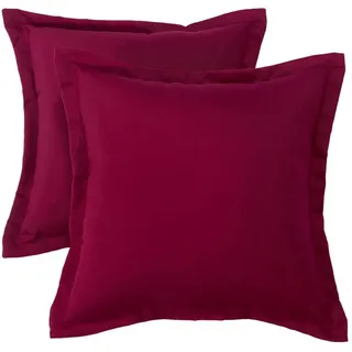 Homescapes Outdoor-Kissen 2er-Set bordeaux 45/45 cm , Textil , Uni , Füllung: Polyester , Quadratisch , 45x45 cm , Heimtextilien, Wohntextilien, Kissen, Zierkissen