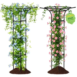MYMULIKE 2 Stück Rosen-Rankhilfe, 165cm Höhenverstellbare Pilzkopf-Pflanzenstütze, Rostfreie Metall-Rankhilfe für Tomaten, Gurken, Blumen, Garten-Obelisk für Topfpflanzen