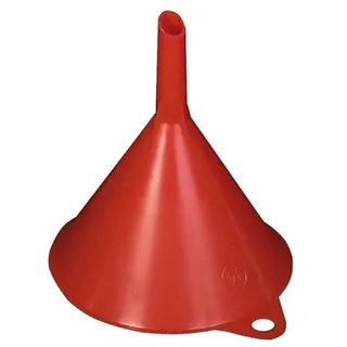 Trichter aus Kunststoff, Edelstahl und Silikon, ideal zum Umfüllen von Flüssigkeiten und Zutaten in Küche und Werkstatt.