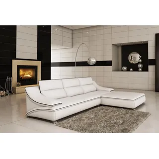 Design Polster Eck Sofa Couch Leder Sofas Garnitur Wohnlandschaft XXL Big Ecken - Weiß