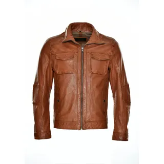 Bikerjacke JCC "Lederjacke 3102101BI", Herren, Gr. 52, braun (cognac), Obermaterial: 100% Lammnappaleder LANA. Futter: 100% Baumwolle CO., Jacken Bikerjacke