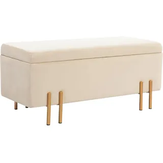 Homcom Truhenbank Samtoptik, Metallbeine, 100x40x42 cm, Beige , Textil , 40x42x100 cm , Esszimmer, Bänke, Sitzbänke