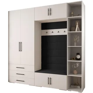 Abiks Möbel Garderoben-Set 236,7/240/47 , Metall , Nachbildung , 13 Fächer , 240x236.7x47 cm , Garderobe, Garderoben-Sets & Garderoben-Serien, Garderoben-Sets