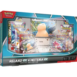 Pokémon Spezial-Kollektion Relaxo-ex & Heiteira-ex mit 2 holografischen Promokarten, 1 überdimensionale Karte & 8 Boosterpacks