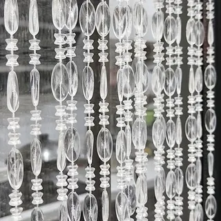 ave Split Perlenvorhang, Türen, Acryl, hängende Türperlen, Fadenvorhänge, Quaste, Raumteiler, Bildschirmdekoration für Tür, Fenster, Wohnzimmer, Hochzeit (1, transparent, 99,1 x 199,9 cm)