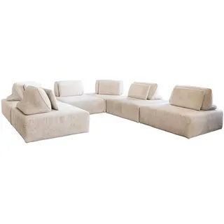 Kawola Modulsofa Wiolo Soft 6 Module 6 Kissen Cremeweiß Cord , Textil , Echtholz , Füllung: Schaumstoff , 333x84x333 cm , Wohnzimmer, Sofas & Couches, Sofas
