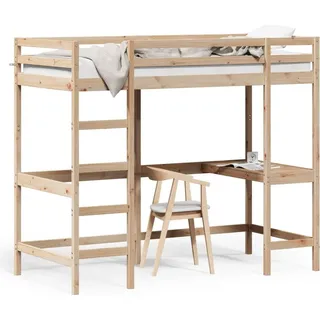 vidaXL Hochbett mit Schreibtisch 100x200 cm Massivholz Kiefer - Braun