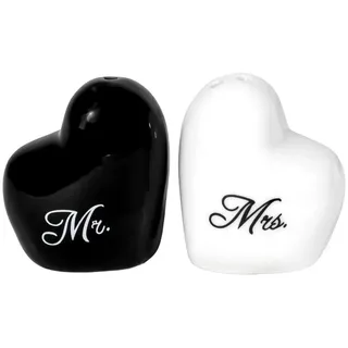 Intirilife Salzsteuer Pfefferstreuer mit Mr & Mrs Aufschrift , Keramik , 3.5x5.5x5 cm , Geschirr, Tischkultur & Serviergeschirr, Gewürzmühlen & Streuer