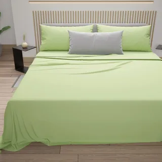 PETTI Artigiani Italiani - 4-teiliges Bettwäsche-Set für Doppelbett, weich und atmungsaktiv, Bettwäsche-Set mit Oberlaken, Spannbettlaken mit elastischen Ecken und 2 Kissenbezügen
