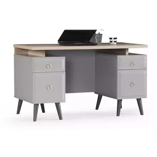 Computertisch Schreibtisch Kinderschreibtisch Holz Grau Tisch Design - Grau