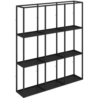 Homcom Wandregal 88/18/100 cm Metall Schwarz , 9 Fächer , 18x100x87.5 cm , Wohnzimmer, Regale, Wandregale