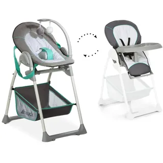 hauck Hochstuhl mit Babyliege Sit N Relax 2in1 ab Geburt bis 15 kg, Höhenverstellbarem Gestell mit Rollen, XL Korb, Essbrett, Klappbar, Verstellbar, Spielebogen (Hearts)