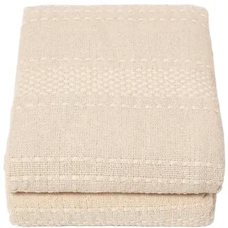 Homescapes Tagesdecke Kashi 255/360 cm, Baumwolle mit Fransen , Creme , Textil , Uni , Rechteckig , 255x360 cm , Oeko-Tex® , Heimtextilien, Bettwäsche & Leintücher, Tagesdecken