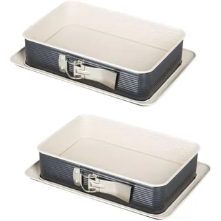 Zenker 9348650 Kuchenform Rechteckig mit Scharnier, Rechteckform, Auflaufform, Auflaufform, Kuchenform mit Tablett, ILAG Ultimate Antihaftbeschichtung, 28 x 18 x 7 cm, 2 Stück