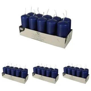 Papstar Stumpenkerzen/Säulenkerze Dunkelblau (10 Stück), Durchmesser 4 cm, Höhe 9 cm, dunkelblau, lange Brenndauer, rußfreies Abbrennen, für Gastro, Feste und Haushalt, #17916 (Packung mit 4)