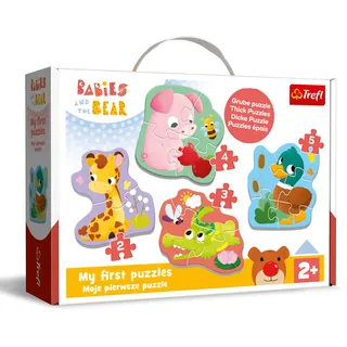 Trefl - Puzzle Baby Classic Tierbabys, von 2 bis 5 Teile, 2+ | Puzzles für Kleinkinder, 4 große Puzzles, Formpuzzles für die Kleinsten, Märchenfiguren, hohe Qualität