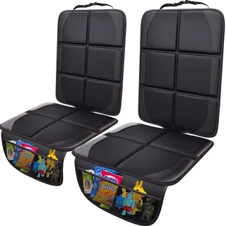 GIMARS XL Verdickte Kindersitzunterlage Auto, 2 Stück, [ISOFIX GEEIGNET], Universeller Wasserdichter 600D Oxford Autositzschoner Mit Netztaschen, Universell Für SUV, PKW Und LKW, Schwarz