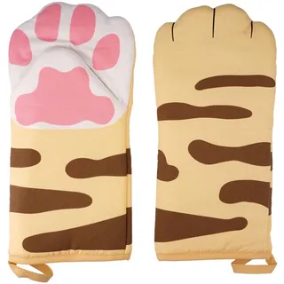 1 Paar Kochhandschuhe Katze,31x15cm lustige Ofenhandschuhe, Hitzebeständig Anti-Rutsch Lange Backhandschuhe, Hitzebeständige Ofenhandschuhe Backhandschuhe, für Kochen, Backen, Barbecue