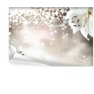 decomonkey Fototapete selbstklebend Blumen Lilien Abstrakt, 441x315 cm, XL | Orchidee, beige, Selbstklebende, Tapeten, Wand, Fototapeten, Tapete, Wandtapete, klebend, Klebefolie