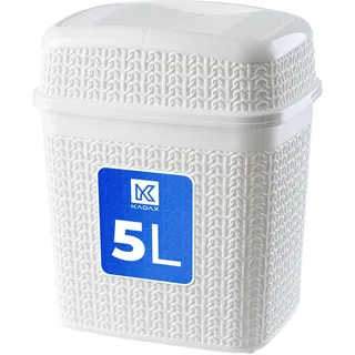 KADAX Kosmetikeimer aus Kunststoff "Tonni", Abfalleimer mit Schwingdeckel, Mülleimer für Bad, Weiß, 5L - Weiß
