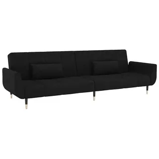 vidaXL Schlafsofa 2-Sitzer mit 2 Kissen Schwarz Samt - Schwarz