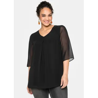 Sheego Chiffonbluse, schwarz