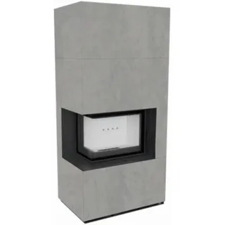 Kratki Kaminbausatz | FLOKI BOX | 8 kW | Glas links | Cemento Grigio