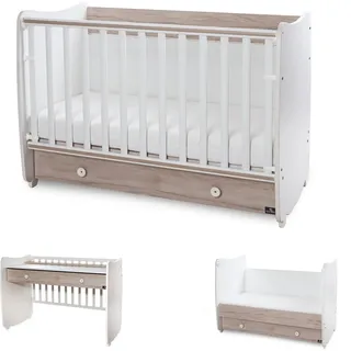 Lorelli Babybett Dream 60 x 120 cm umbaubar Schreibtisch Kinderbett Schaukelbett grau weiß - Grau