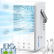 Mobiles Klimaanlage,3 IN 1 Mobiles klimagerät Tragbare Mini Luftkühler, 1-9H Timer, 3 Geschwindigkeiten, 90°Oszillation,Verdunstungskühler für Zuhause/Büro.